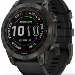 Watch Garmin fenix 7 PRO Sapphire Solar, Titan Carbon Gray DLC/ Black Silicone Band